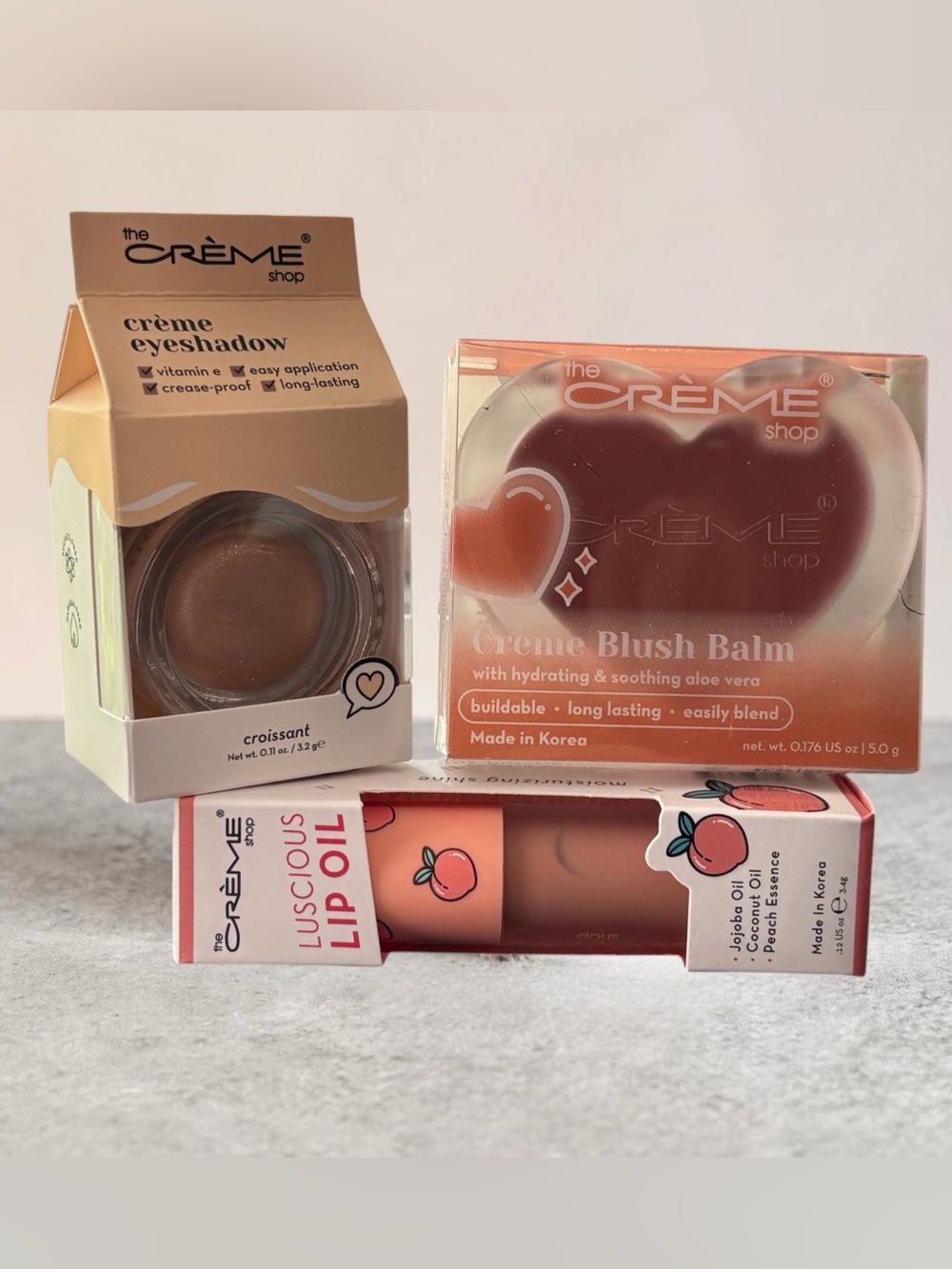 The Crème Shop K-Beauty Makeup Bundle Blush Balm Lip Oil Cream Eyeshadow